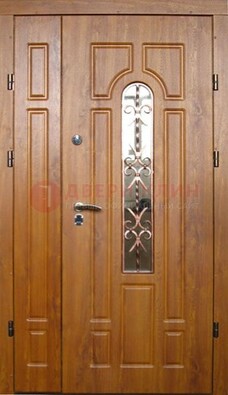 Стальная дверь со стеклом и цветной ковкой ДСК-78 для панельного дома в Курске