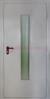 Белая металлическая противопожарная дверь со стеклянной вставкой ДТ-2 в Курске