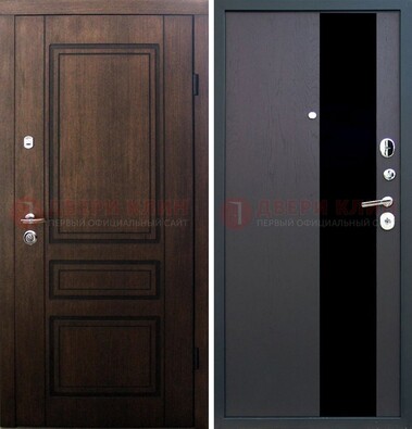 Входная дверь Итальянский орех с МДФ с черным стеклом ДМ-1199 в Курске