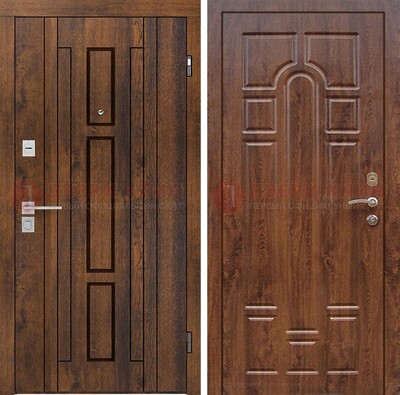Стальная коричневая дверь с МДФ и коричневой МДФ внутри ДМ-1388 в Курске