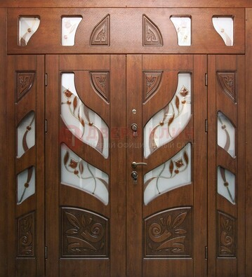 Элитная двухстворчатая дверь с витражным стеклом ДВТ-173 в Курске