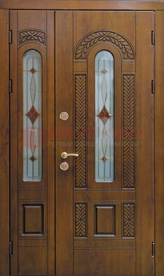 Темная стальная дверь с виноритом и стеклом ДВТ-179 в Курске