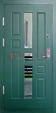 Зеленая железная  дверь с виноритом и зеркалом ДВТ-205 в Курске