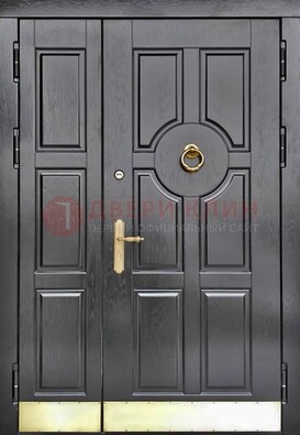 Черная металическая дверь с виноритом для дома ДВТ-241 в Курске