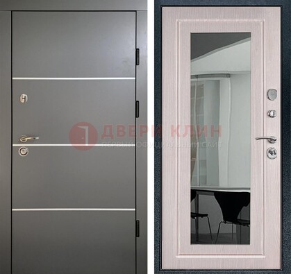 Черная металлическая дверь с зеркалом ДЗ-12 в Курске