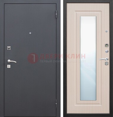 Черная входная дверь с зеркалом МДФ внутри ДЗ-31 в Курске