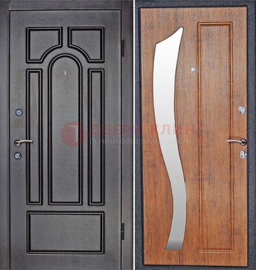 Темная железная дверь с зеркалом ДЗ-35 в Петрозаводске