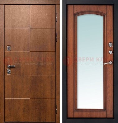 Белая филенчатая дверь с фрезерованной МДФ и зеркалом ДЗ-81 в Курске