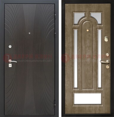 Темная металлическая дверь МДФ с различными зеркальными вставками внутри ДЗ-82 в Курске