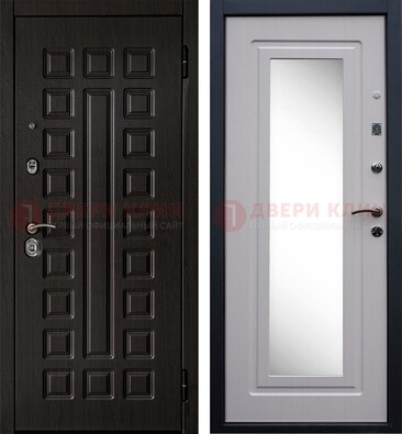 Черная филенчатая металлическая дверь МДФ с зеркалом ДЗ-83 в Курске