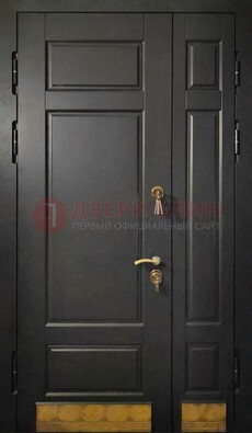 Черная полуторная железная дверь для частного дома ПЛ-2 в Курске